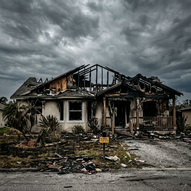 Fire and smoke damage to a Florida home